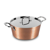 Hammered casserole with lid and handles - Brown 24 cm